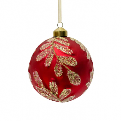 Набор винтажных стеклянных шаров Изысканный 100 мм., красный-золото, 6 шт., Christmas DeLuxe (13056)