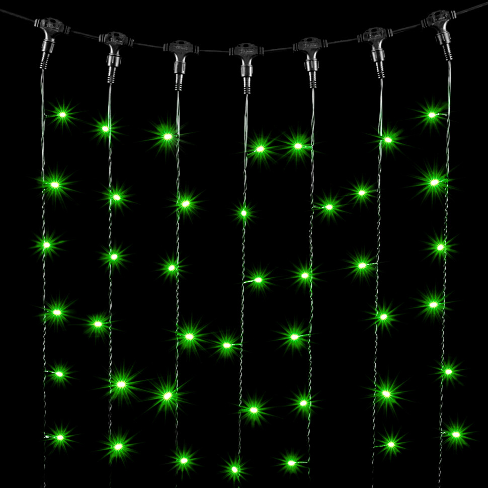Светодиодный занавес 2*1 м., 200 зеленых LED ламп, черный провод ПВХ, Beauty Led (PCL202-11-2G) в Белгороде