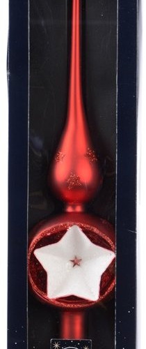 Макушка на елочку Новогодняя Звезда 31 см, красная, стекло, KAEMINGK (170179/1)