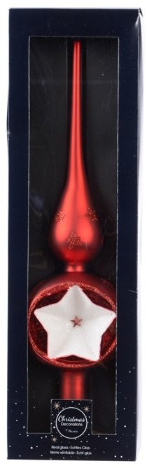 Макушка на елочку Новогодняя Звезда 31 см, красная, стекло, KAEMINGK (170179/1)