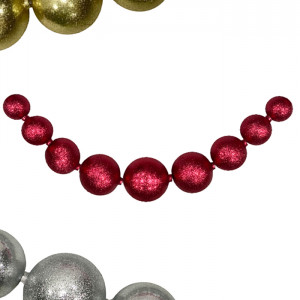 Украшение для высотной ёлки Бусы Искристые., 265 см, пластиковые, красный, ПромЕлка, (БИП-265Red)