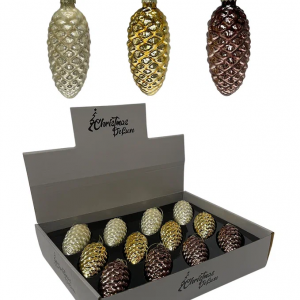 Набор стеклянных шишек Бронзовый век  10*5 см., 12 шт., Christmas DeLuxe (14084)