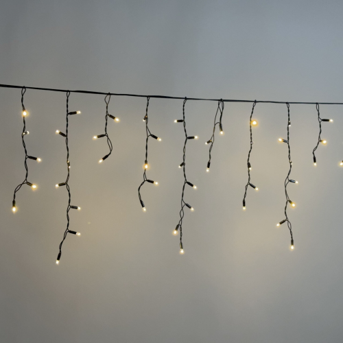 Светодиодная бахрома 3,1*0,5 м., 120 LED, тепло-белый, статика, чёрный провод каучук, LTC (ECO120-1-2WW) в Екатеринбурге