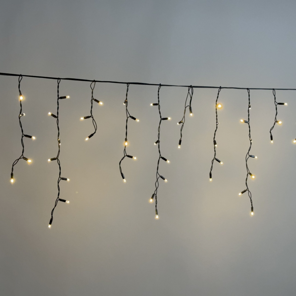 Светодиодная бахрома 3,1*0,5 м., 120 LED, тепло-белый, статика, чёрный провод каучук, LTC (ECO120-1-2WW) в Екатеринбурге