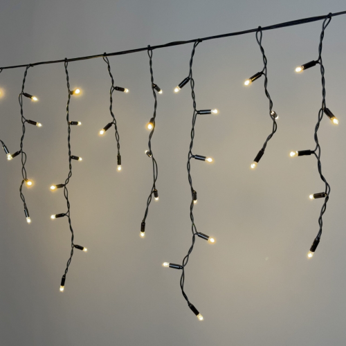 Светодиодная бахрома 3,1*0,5 м., 120 LED, тепло-белый, статика, чёрный провод каучук, LTC (ECO120-1-2WW)