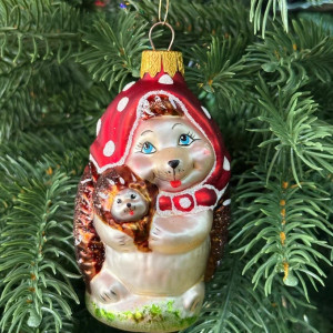 Формовая игрушка Ежиха с малышом 11.2 см., стекло, Витус (А462)