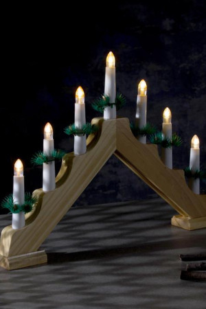 Светодиодная Рождественская горка 39×29×4.5 см., дерево, 220 В, Luazon Lighting (4357281)