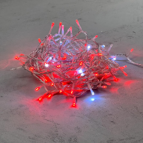 Светодиодная гирлянда с белым бликующим диодом 10 м, 220-230V., 100 красных LED ламп, прозрачный ПВХ, LTC (PST100BLW-10-2R) в Санкт-Петербурге