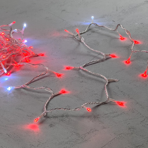 Светодиодная гирлянда с белым бликующим диодом 10 м, 220-230V., 100 красных LED ламп, прозрачный ПВХ, LTC (PST100BLW-10-2R) в Санкт-Петербурге