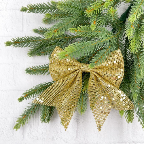 Набор бантов Бриджит 2 шт., 12x13 см., золото с пайетками, Christmas DeLuxe (86906) в Санкт-Петербурге
