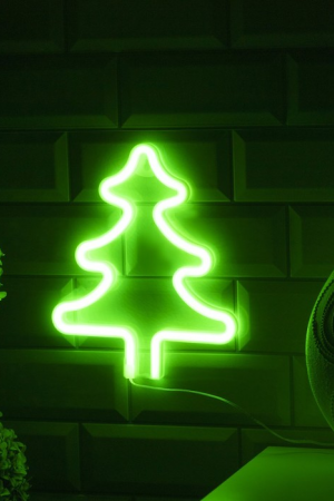 Неоновая вывеска Ёлка 20×25 см., батарейки ААх3, USB, зелёный, Luazon Lighting (7989798)