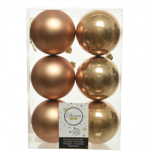 Набор пластиковых шаров Парис 80 мм., медово-золотой, 6 шт., Kaemingk (022042)