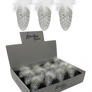 Набор стеклянных шишек Воздушная вуаль 10*5 см.,12 шт., Christmas DeLuxe (14023)