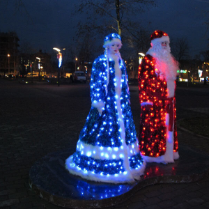 Комплект светодиодных фигур из мишуры Дед Мороз 2.3 м. и Снегурочка 1.7 м., Сад Радости (SR074)
