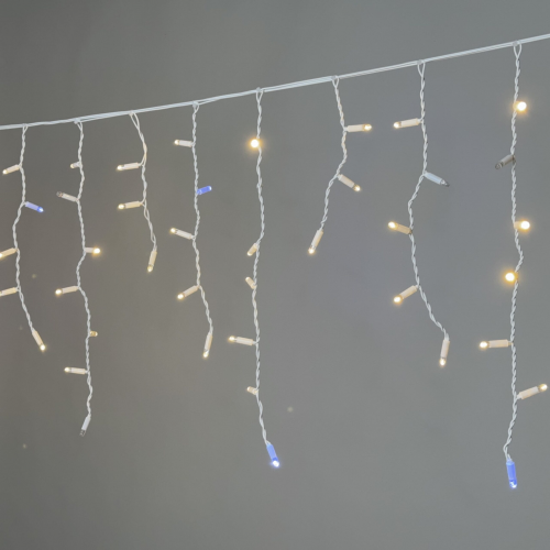 Светодиодная бахрома 3,1*0,5 м., 120 LED, тепло-белый, мерцание, белый провод каучук, LTC (ECO120BLW-8-2WW)