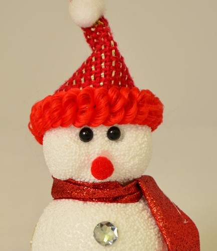 Снеговичок с колпаком светящийся КРАСНЫЙ С ЗОЛОТОМ (22063)