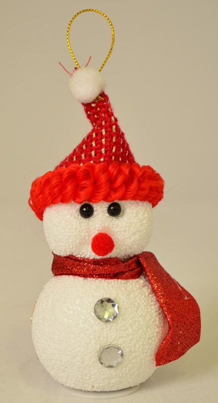 Снеговичок с колпаком светящийся КРАСНЫЙ С ЗОЛОТОМ (22063)