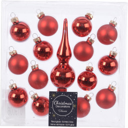 Набор стеклянных шаров Рождественские искры  для настольной ели, красный, Kaemingk (019006)