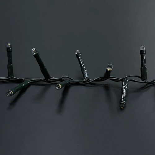 Светодиодная нить Snake Light 700 разноцветных ламп, 14 м., 24В, 8 режимов, зеленый провод, для елки 215 см., Christmas DeLuxe (83778)