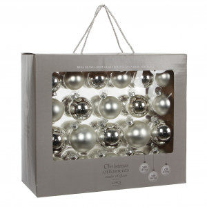 Набор стеклянных шаров Феерия 70мм,цвет серебро,42 шт. в упаковке seasons (83180)