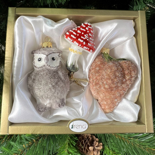 Набор стеклянных игрушек Лесной, 3 шт., Irena CO (63280)