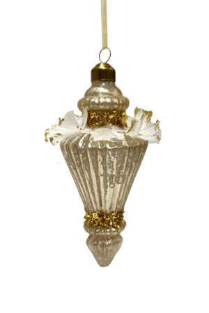 Винтажная стеклянная подвеска Золотой вихрь 14,2 см., 1 шт., Christmas DeLuxe (14018)