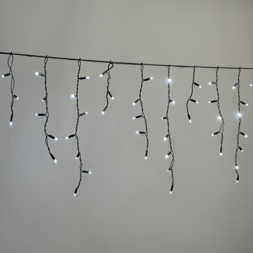 Светодиодная бахрома 3,1*0,5 м., 120 LED,  холодный белый, статика, чёрный провод каучук, LTC (ECO120-1-2WW) в Екатеринбурге