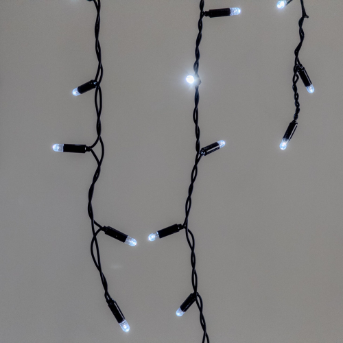 Светодиодная бахрома 3,1*0,5 м., 120 LED,  холодный белый, статика, чёрный провод каучук, LTC (ECO120-1-2W)