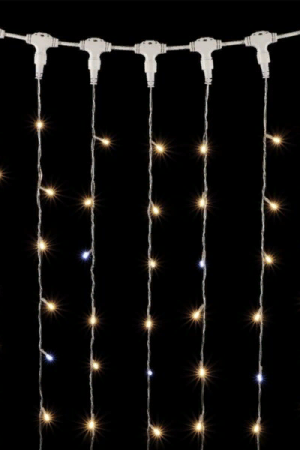 Светодиодный занавес 2*2 м., 400 теплых белых LED ламп, мерцание, прозрачный провод ПВХ, LTC (PCL402BLW-10-2WW)