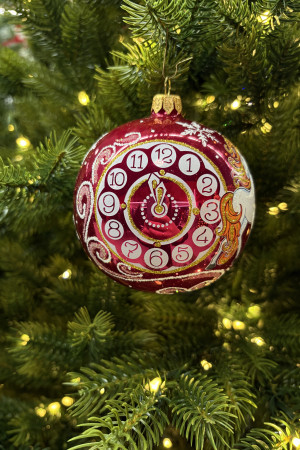 Стеклянный шар Снежная Лошадка 95 мм., красный, стекло, Ёлочка (С475/1)