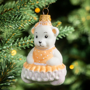 Елочное украшение Девочка медвежонок, стекло, 10 см., 1 шт., Витус (А402)