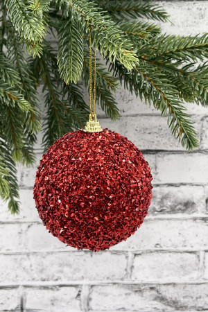 Шар новогодний Бисер 15 см., красный, пенопласт, Christmas DeLuxe (11839) 
