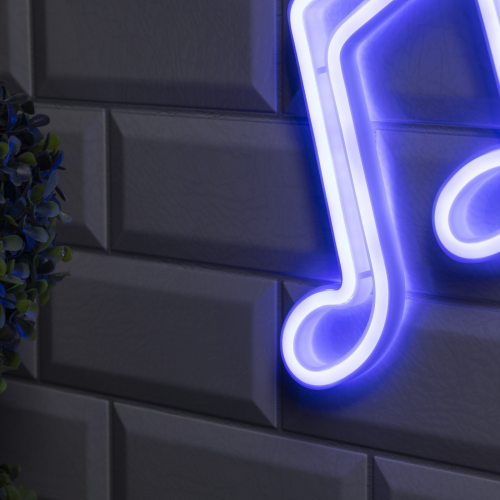 Неоновая вывеска Ноты 19×21 см., батарейки ААх3, USB, голубой, Luazon Lighting (7989807)