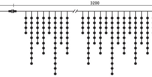 Светодиодная бахрома Sealed 3,2*0,9 м., 220V., 232 теплых белых LED ламп, черный каучук, Beauty Led (LL232-1-2WW) в Санкт-Петербурге