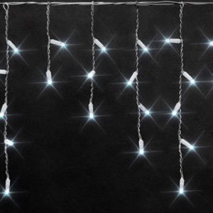 Светодиодная мерцающая бахрома с колпачком 3*0.5 м., 112 холодных белых LED ламп, белый провод, Rich LED (RL-i3*0.5F-CW/W) 