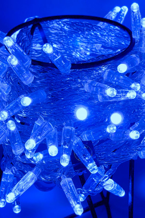 Светодиодная нить 100 синих LED ламп, 10 м., 24В, статика, прозрачный провод ПВХ, Teamprof (TPF-S10C-24V-CT/B)