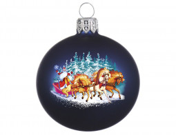 Елочный шар Дед Мороз и тройка 8 см., Батик (КУ-80-214126)