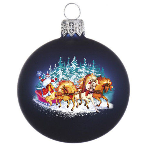 Елочный шар Дед Мороз и тройка 8 см., Коломеев (КУ-80-214126)