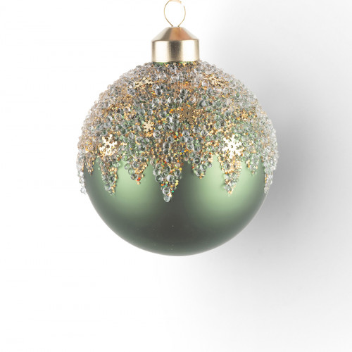 Винтажный стеклянный шар Нефритовая загадка 8 см., 1 шт., Karlsbach (12416)