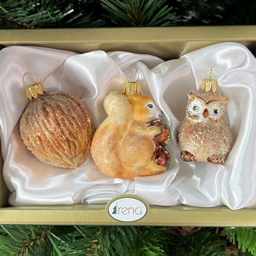 Набор стеклянных игрушек Лесной, 3 шт., Irena CO (63279)