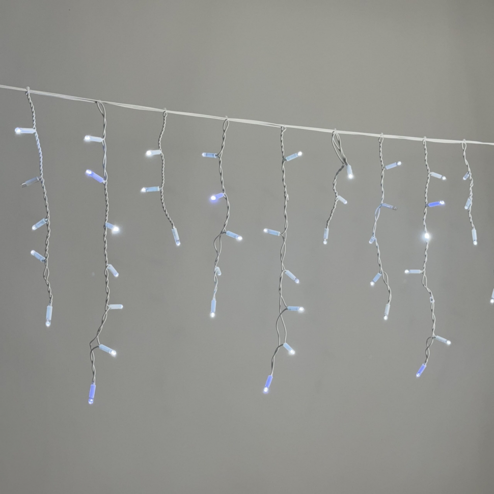 Светодиодная бахрома 3,1*0,5 м., 120 LED, холодный белый, мерцание, белый провод каучук, LTC (ECO120BLW-8-2W) в Екатеринбурге