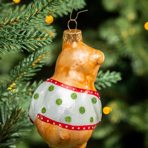 Елочное украшение Медведь с гармошкой, стекло, 10 см., 1 шт., Витус (А379)