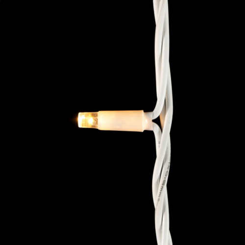 Гирлянда Нить 10м Тепло-Белая с Мерцанием Белого Диода 220В, 75 LED, Провод Белый Каучук, IP65, LTC (LL75BLW-8-2WW) 