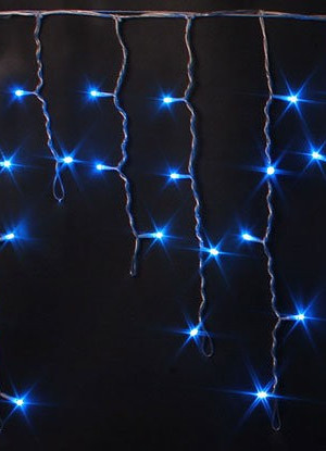Светодиодная мерцающая бахрома 3*0.5 м., 220V, 112 синих LED ламп, прозрачный провод, Rich LED (RL-i3*0.5F-T/B)