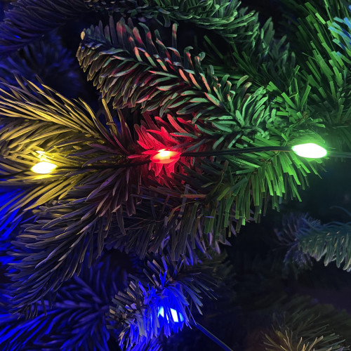 Светодиодная нить Хвост 480 разноцветных ламп, 12 лучей по 2 метра, 24В, 8 режимов, таймер, зеленый провод, LUCA (85440)