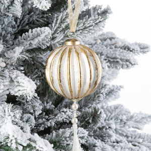 Винтажный стеклянный шар с кисточкой Шелка Востока 8 см., 1 шт., Karlsbach (12496)