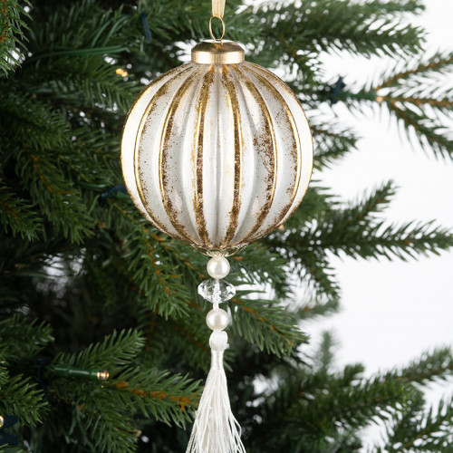 Винтажный стеклянный шар с кисточкой Шелка Востока 8 см., 1 шт., Karlsbach (12496)