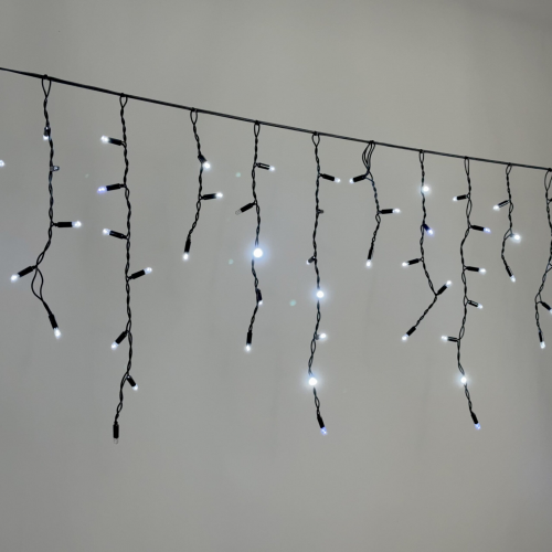 Светодиодная бахрома 3,1*0,5 м., 120 LED, холодный белый, мерцание, черный провод каучук, LTC (ECO120BLW-1-2W) в Екатеринбурге