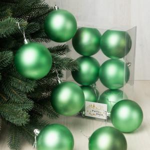 Набор пластиковых шаров Анет 80 мм., шалфей матовый, 6 шт., ЕлкиТорг (150306)