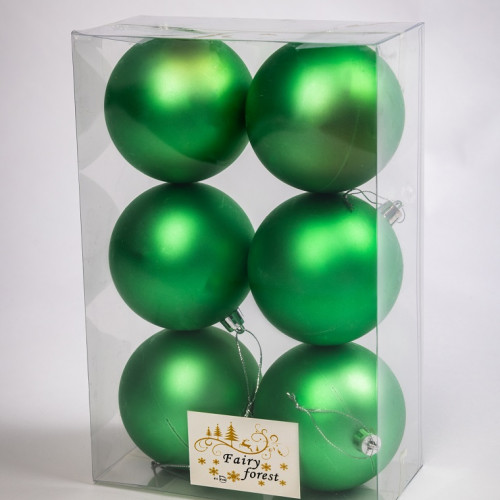 Набор пластиковых шаров Анет 80 мм., шалфей матовый, 6 шт., ЕлкиТорг (150306)